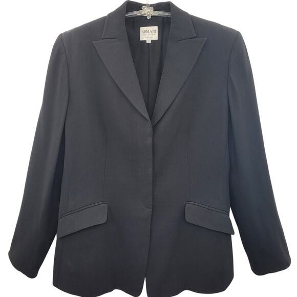 Armani Collezioni Black Pin Striped 3 Button Single Breasted Suit Jacket‎ Blazer - Picture 1 of 14